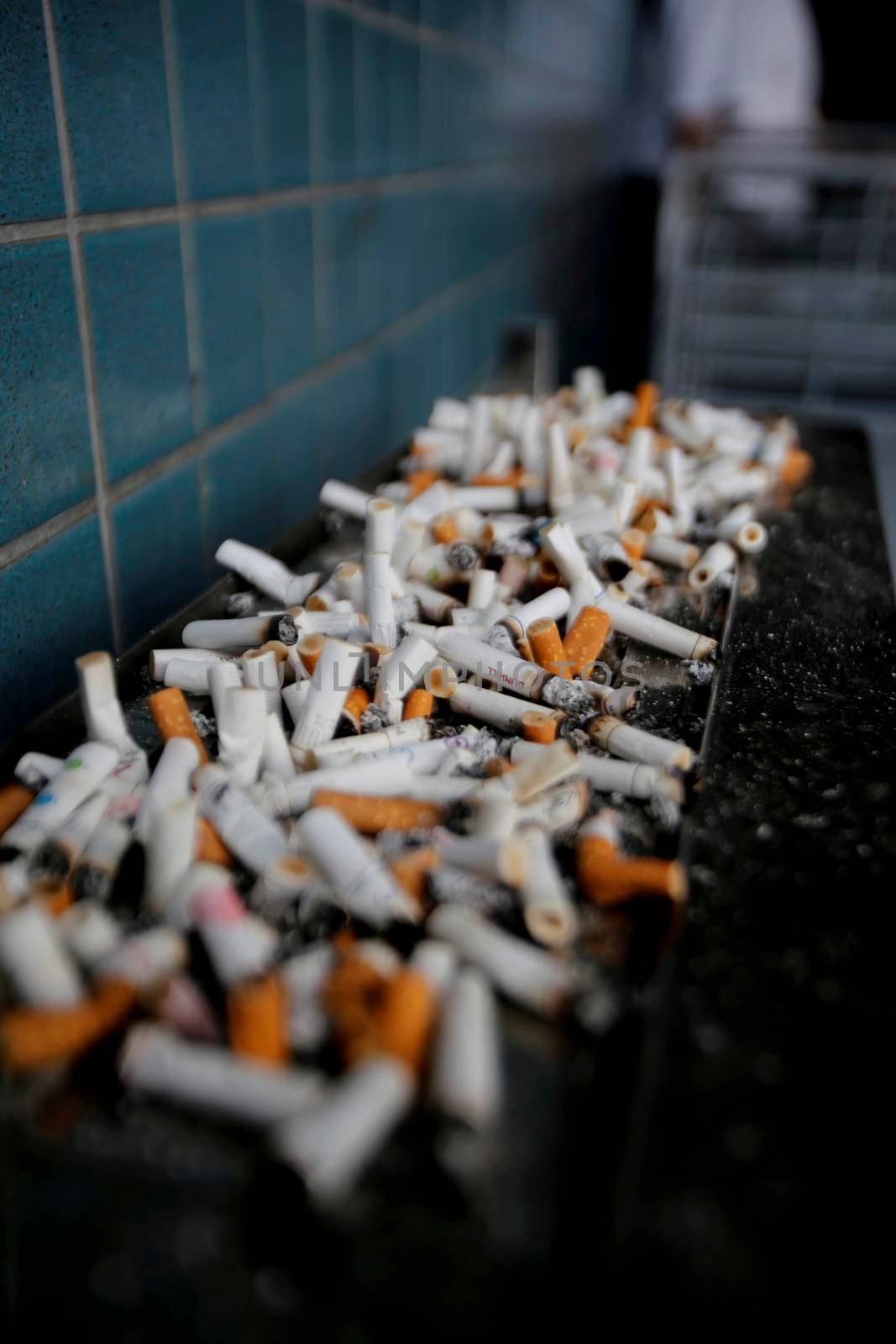 salvador, bahia / brazil - june 14, 2018: cinceiro with cigarette butts is seen outside the airport of the city of Salvador.

