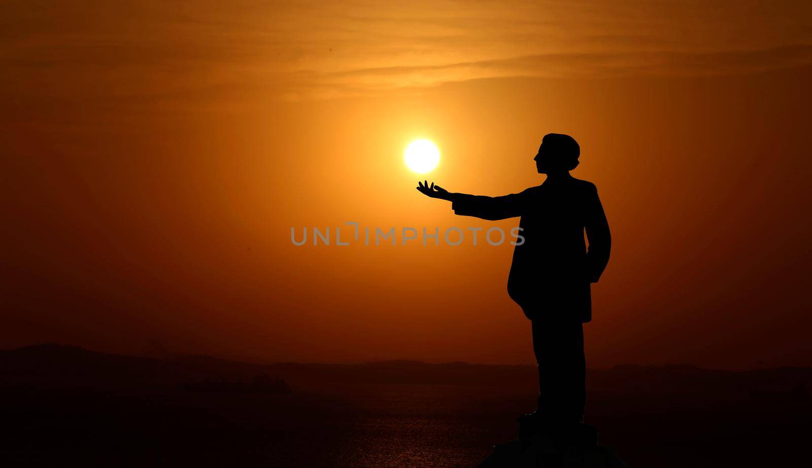 salvador, bahia / brazil - October 8, 2018: statue of the poet Castro Alves is seen at sunset in Salvador.








