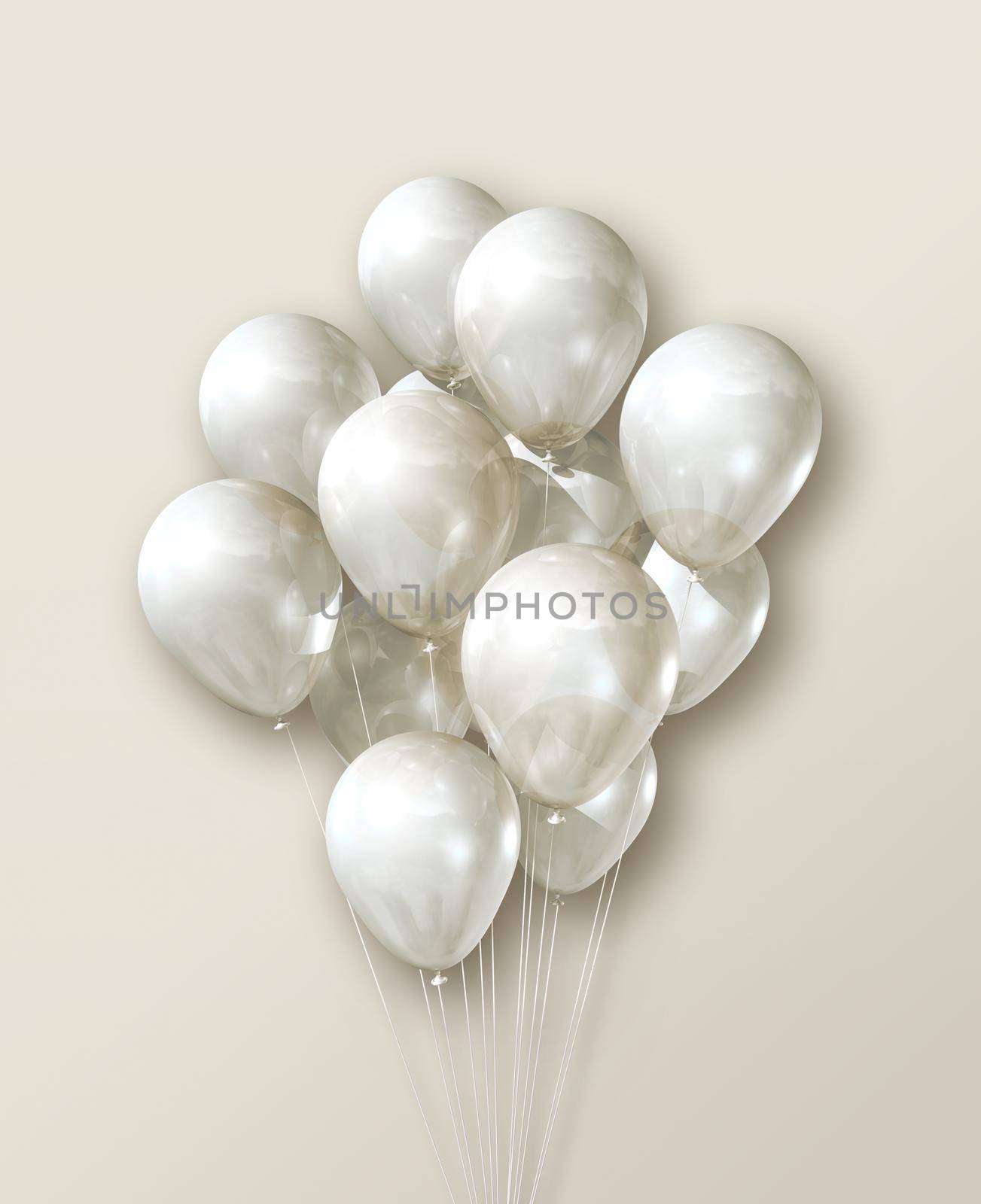 White air balloons group on a cream beige background by daboost