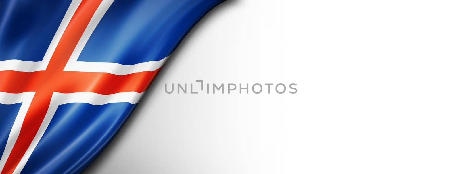 Icelandic flag isolated on white banner by daboost
