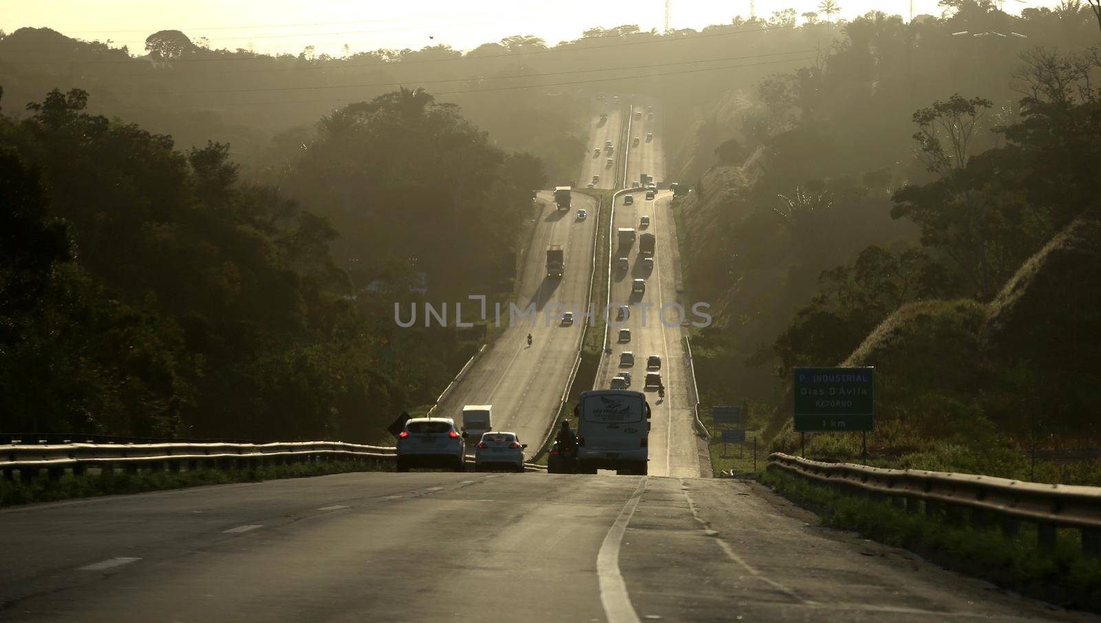 camacari, bahia / brazil - december 15, 2016: vehicles are seen passing on the BA 512 highway, in the municipality of Camacari.


