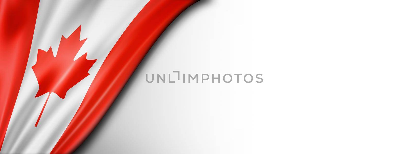 Canada flag isolated on white. Horizontal panoramic banner.