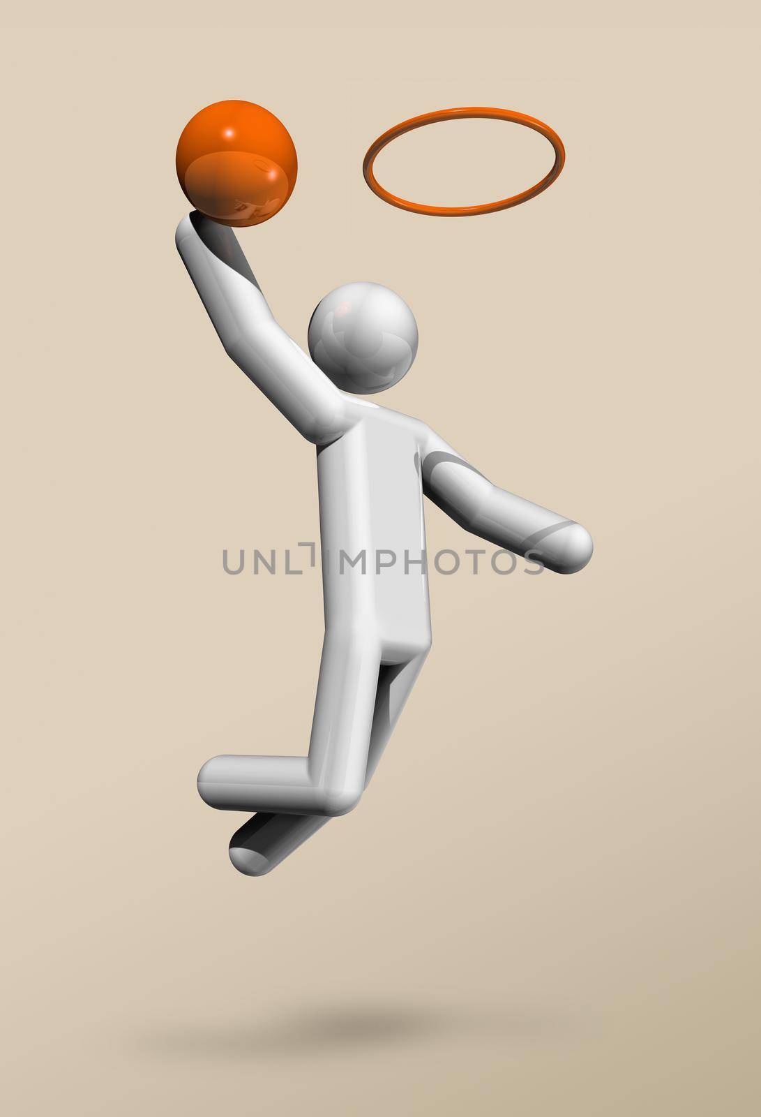 three dimensional basketball symbol, olympic sports. Illustration