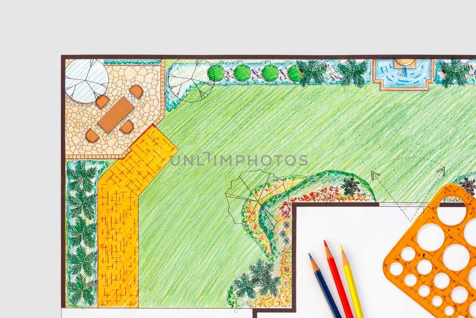 Landcape architect student design backyard garden plan in class by toa55