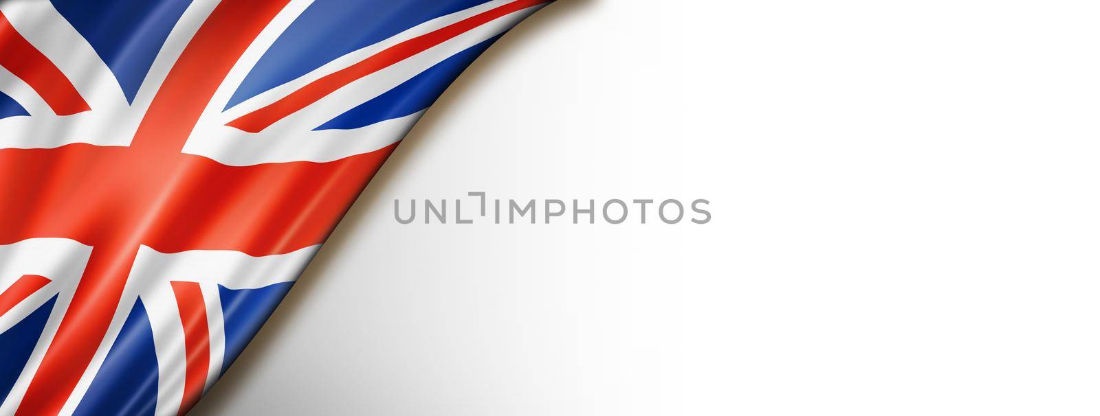 United Kingdom, UK flag isolated on white. Horizontal panoramic banner.