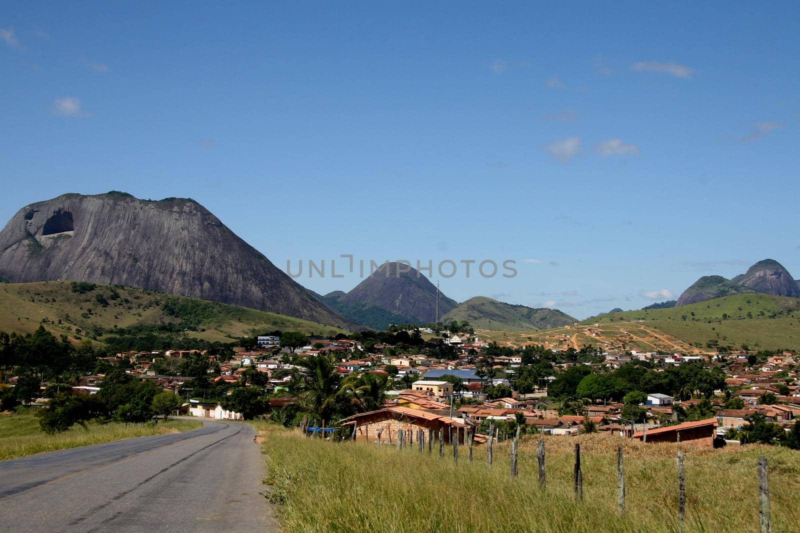 guaratinga, bahia / brazil - february 24, 2008: volcanic stone mountain is seen in the city of Guaratinga, in southern Bahia.