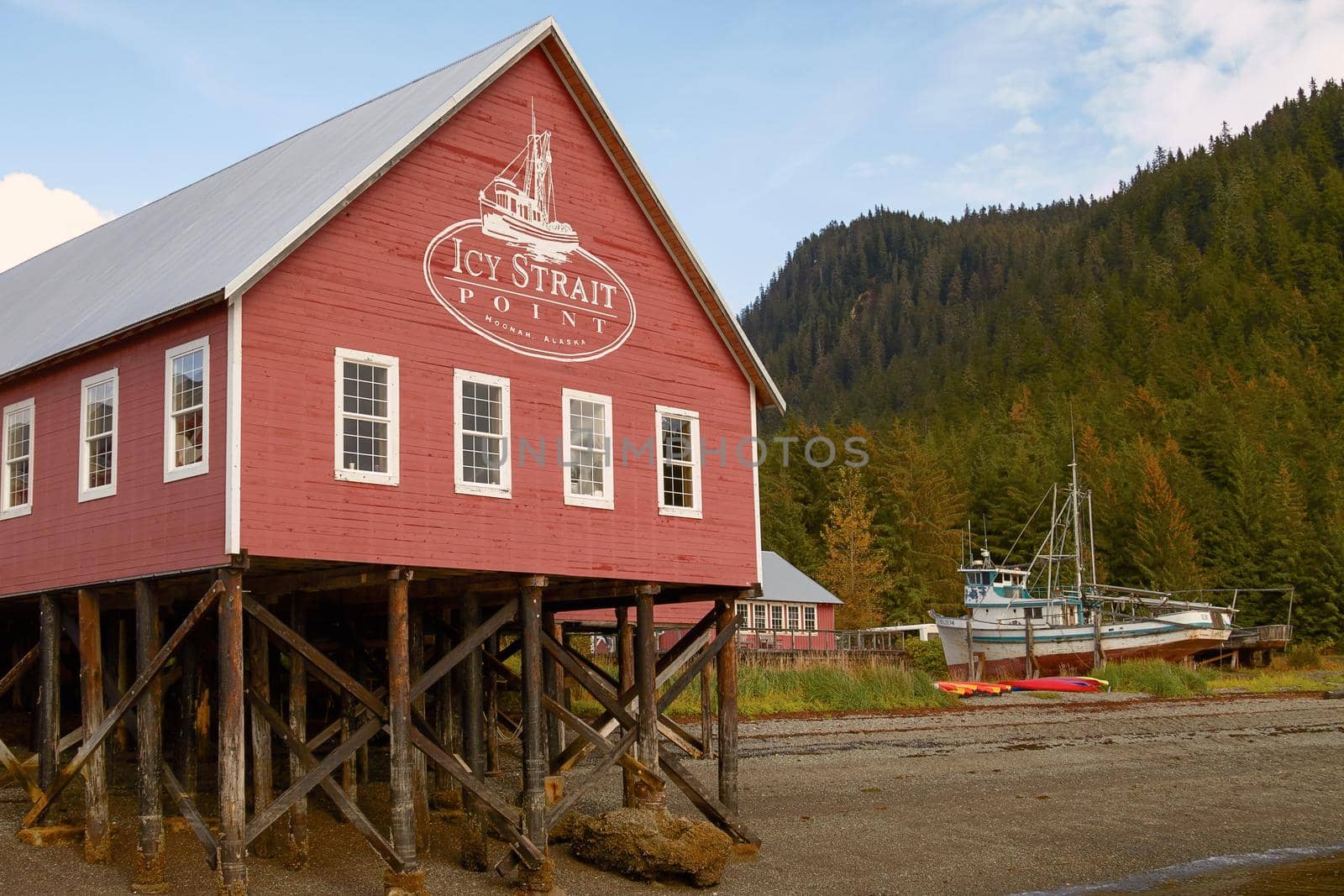 ICY STRAIT POINT, ALASKA, USA - SEPTEMBER 22, 2011: Welcome Center in Icy Strait Point Hoonah Alaska