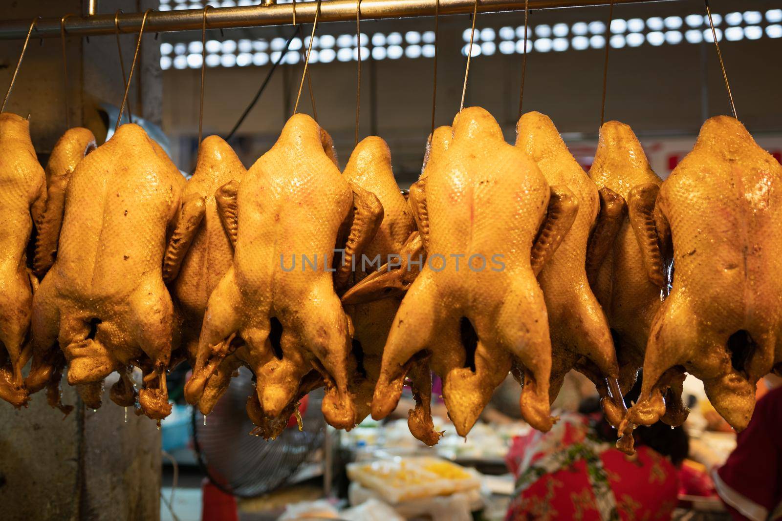 Chinese New Year's Eve :  boiled chicken on sales at market for chinese new year festival. by toa55