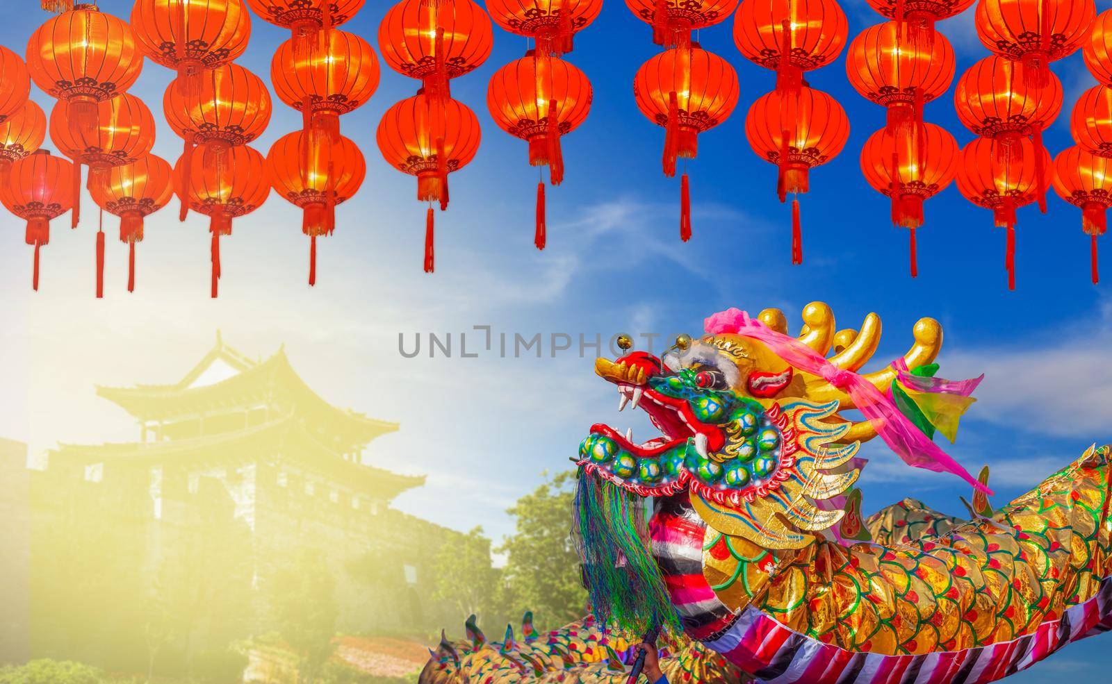 Chinese New Year Celebrations Around the World , Dragon with lanters by toa55