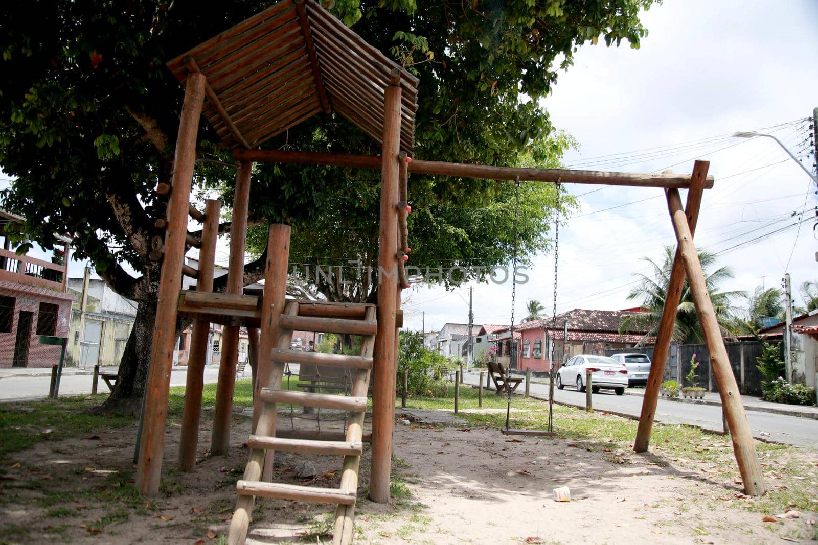 mata de sao joao, bahia, brazil - october 24, 2020: empty children's playground due to the covid-19 pandamira in the city of Mata de Sao Joao