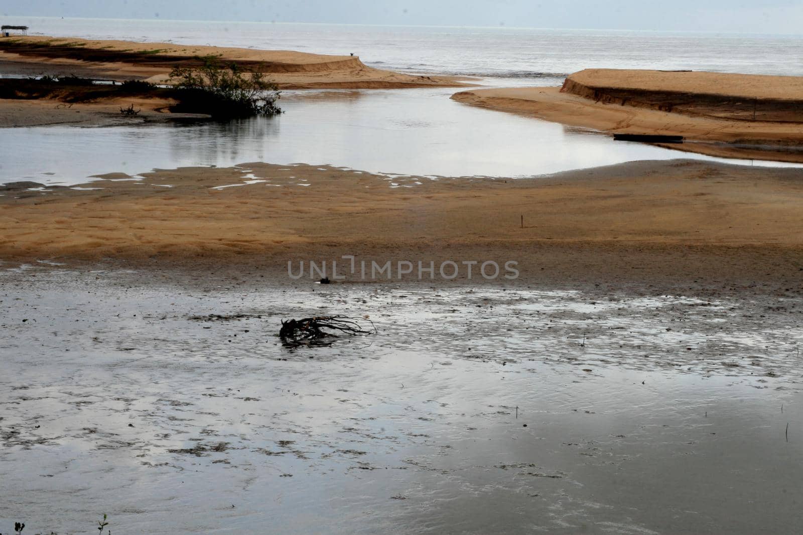 prado, bahia / brazil - september 12, 2008: mouth of the river Cahy in the city of Prado, in the south of Bahia.
