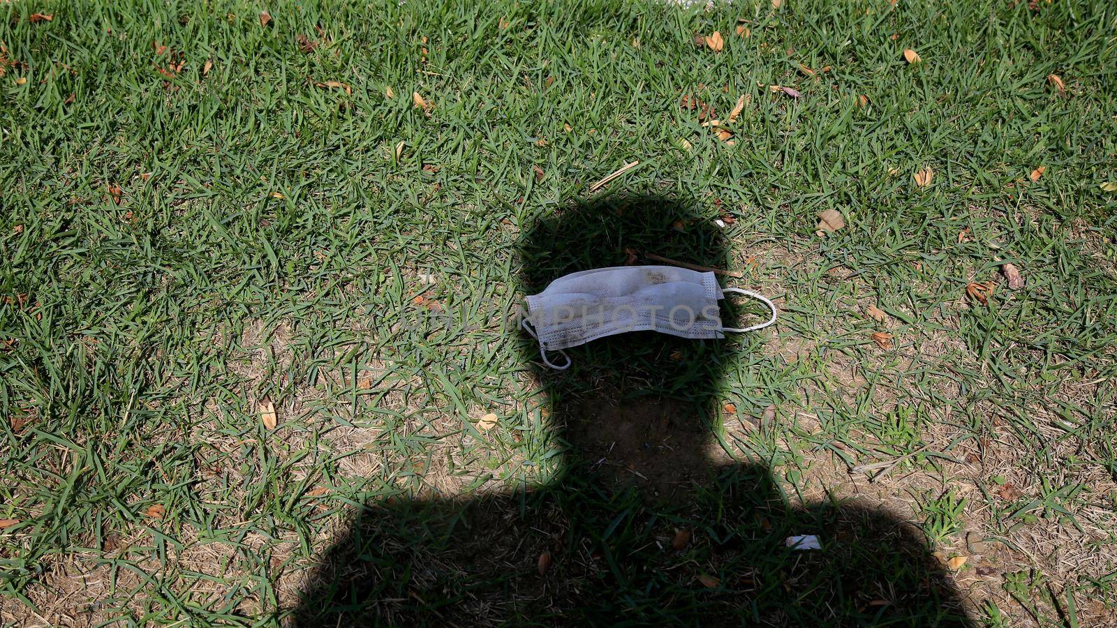 salvador, bahia, brazil - january 25, 2021: mask used to protect against the corona virus is seen stripped publicly in the city of Salvador.