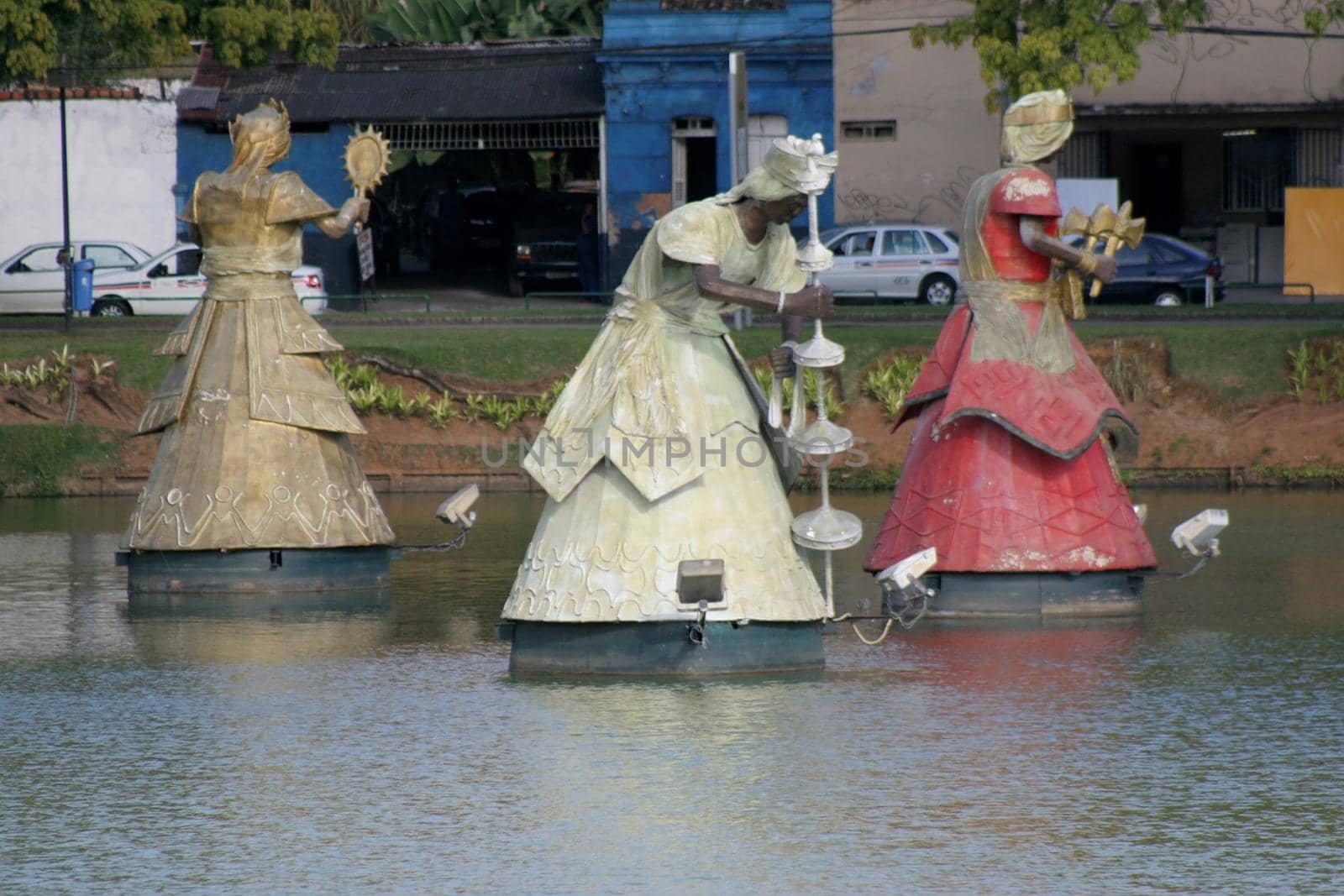 salvador, bahia / brazil - august 23, 2007: sculpture of orixas, detached from the candoble, are seen at Dique de Itororo in the city of Salvador.




