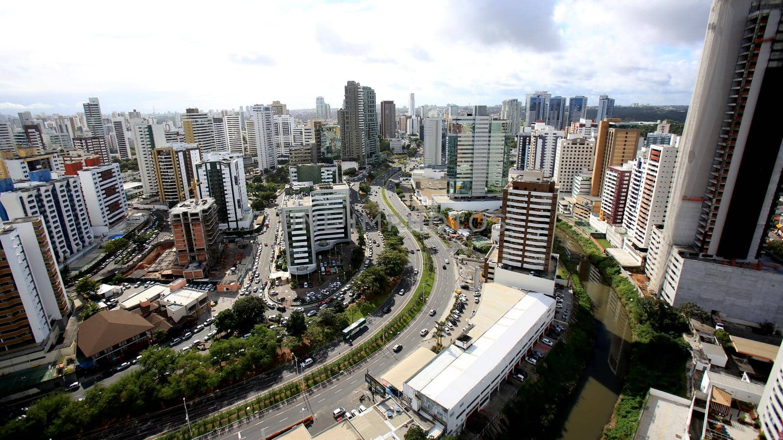 salvador, bahia / brazil - august 29, 2016: aerial view of residential buildings in the Pituba neighborhood in the city of Salvador.