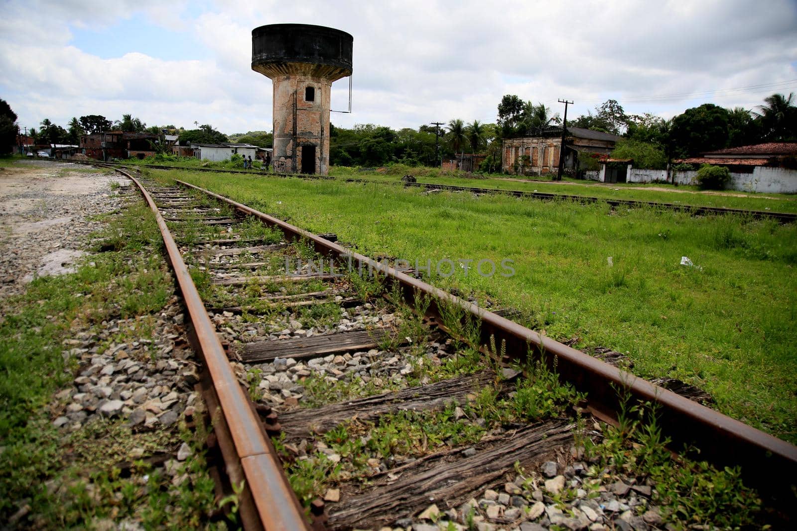 mata de sao joao, bahia / brazil - september 29, 2020: water tank at an abandoned train station in the city of Mata de Sao Joao.