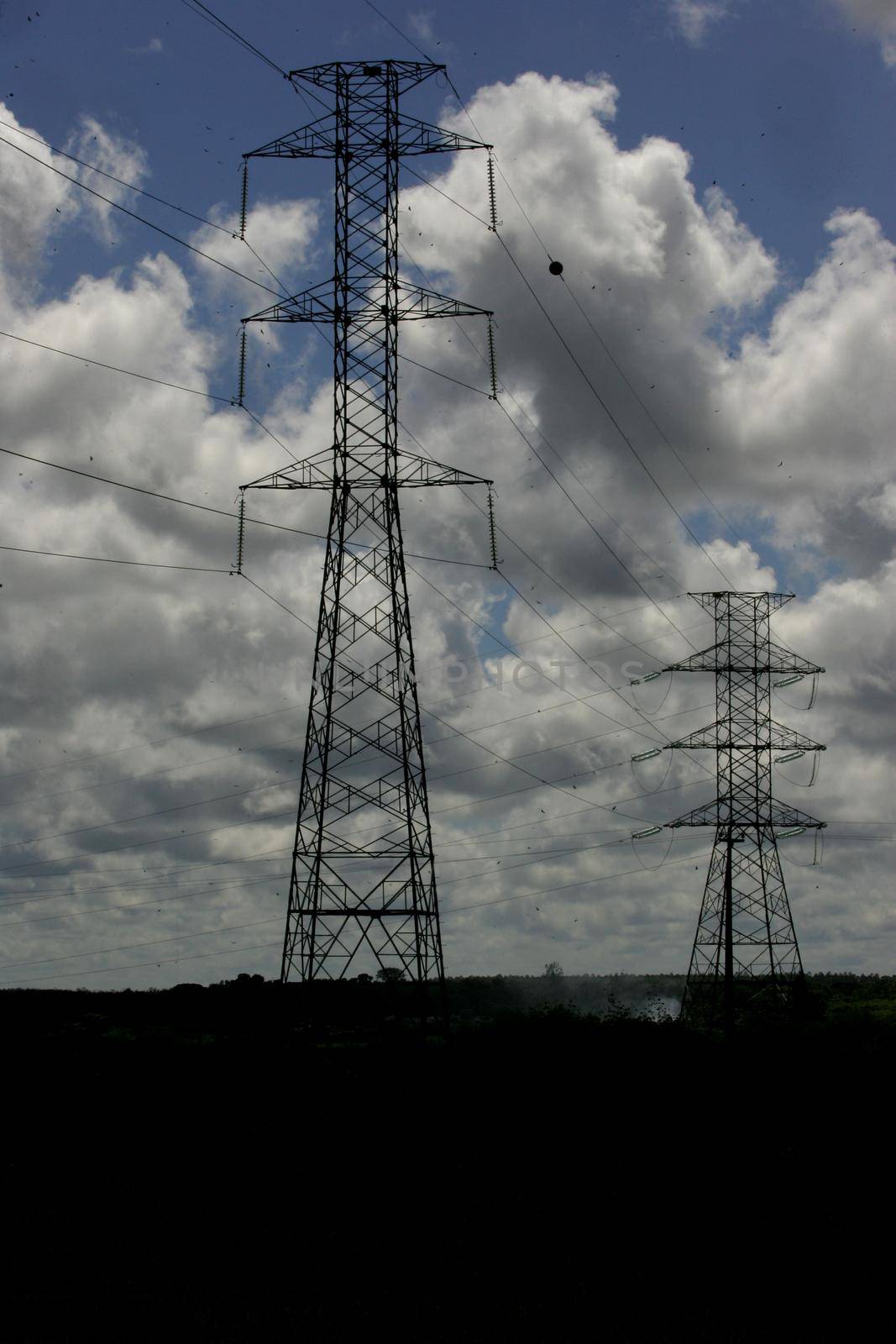 eunapolis, bahia / brazil - march 29, 2011: Electric power transmission tower is seen in the city of eunapolis.