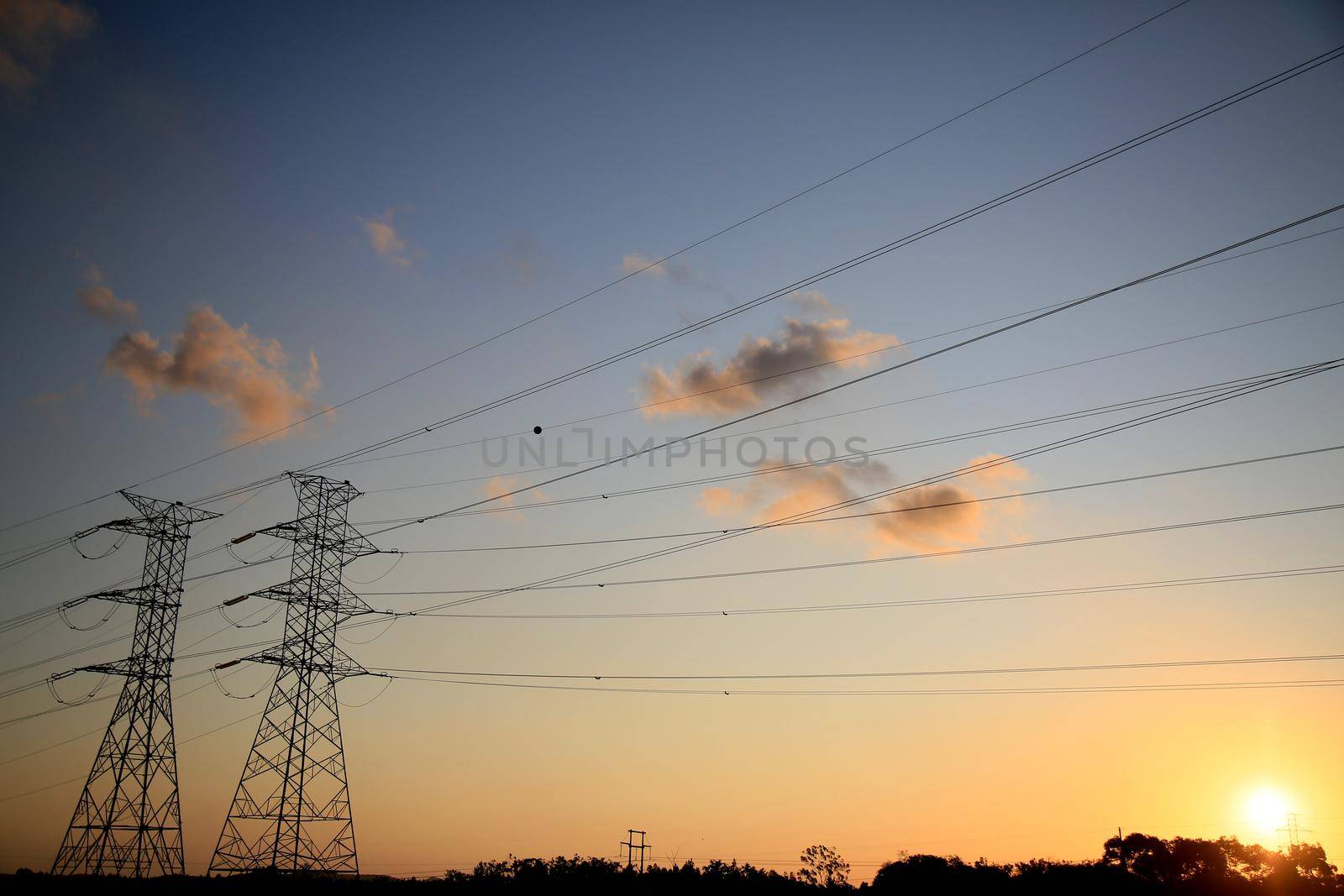 camacari, bahia / brazil - september 27, 2020: tower are joined together with electric power transmission lines are seen in substation in the city of Camacari.