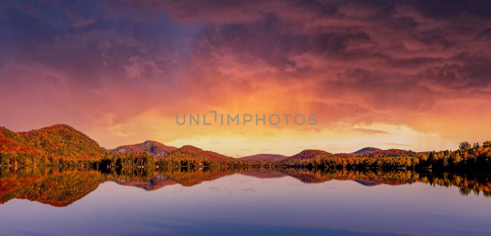 view of the Lac-Superieur, in Laurentides, Mont-tremblant, Quebec, Canada