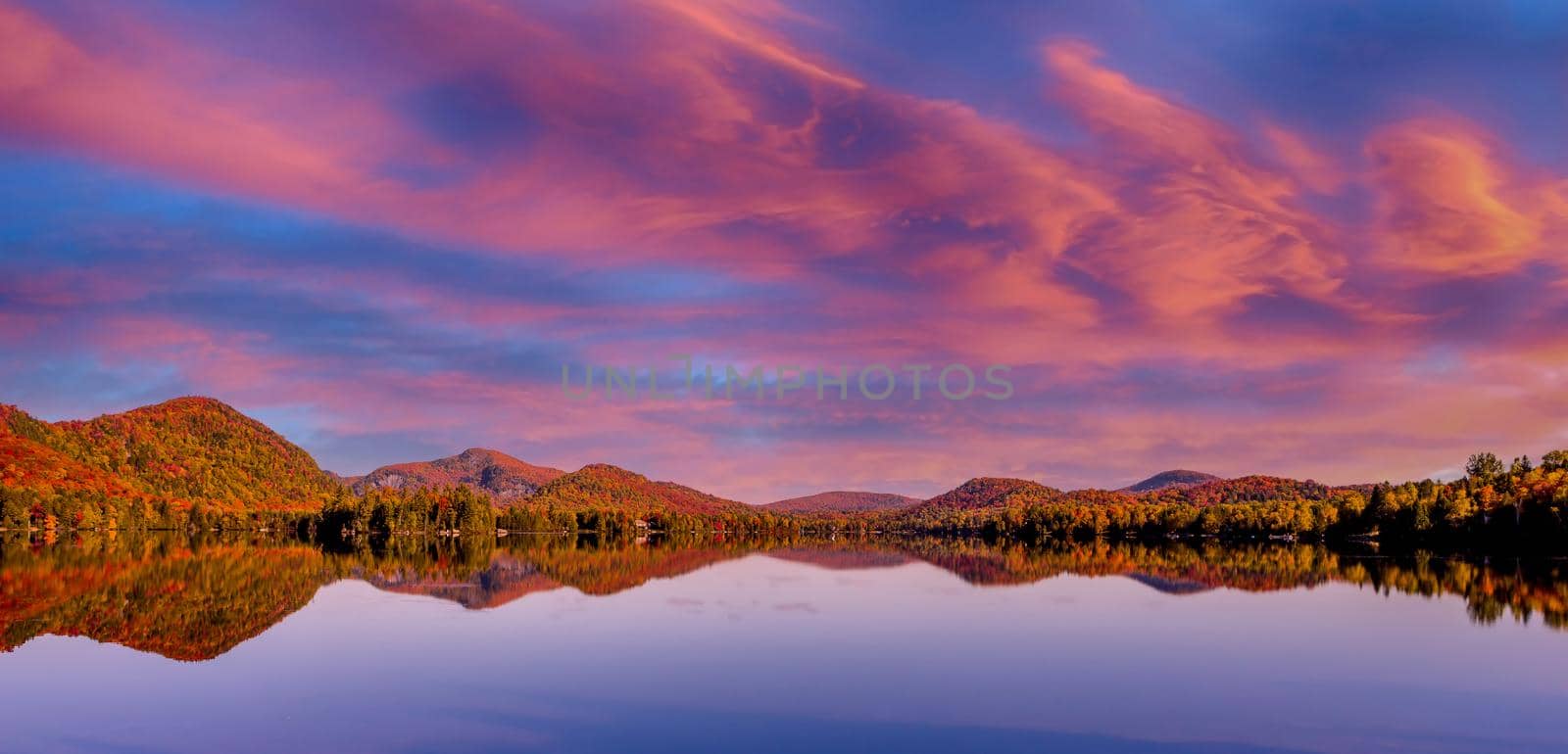 view of the Lac-Superieur, in Laurentides, Mont-tremblant, Quebec, Canada