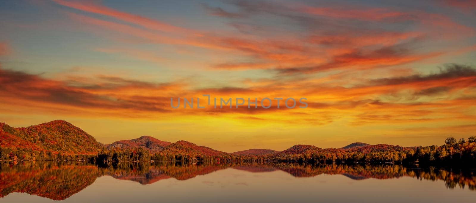 view of the Lac-Superieur, in Laurentides, Mont-tremblant, Quebec, Canada