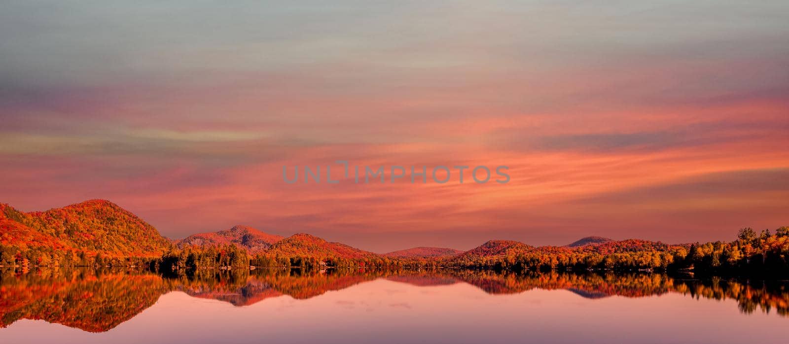 view of the Lac-Superieur, in Laurentides, Mont-tremblant, Quebec, Canada