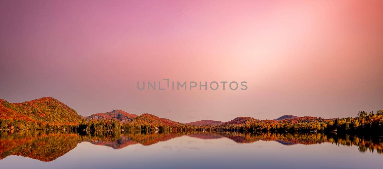 view of the Lac-Superieur, in Laurentides, Mont-tremblant, Quebec, Canada