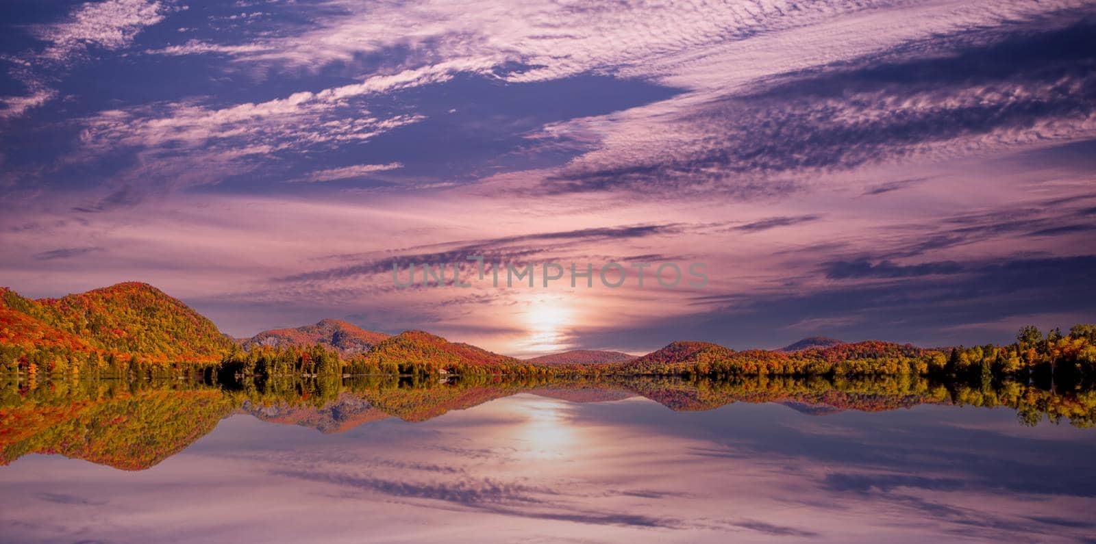 view of the Lac-Superieur, in Laurentides, Mont-tremblant, Quebec, Canada