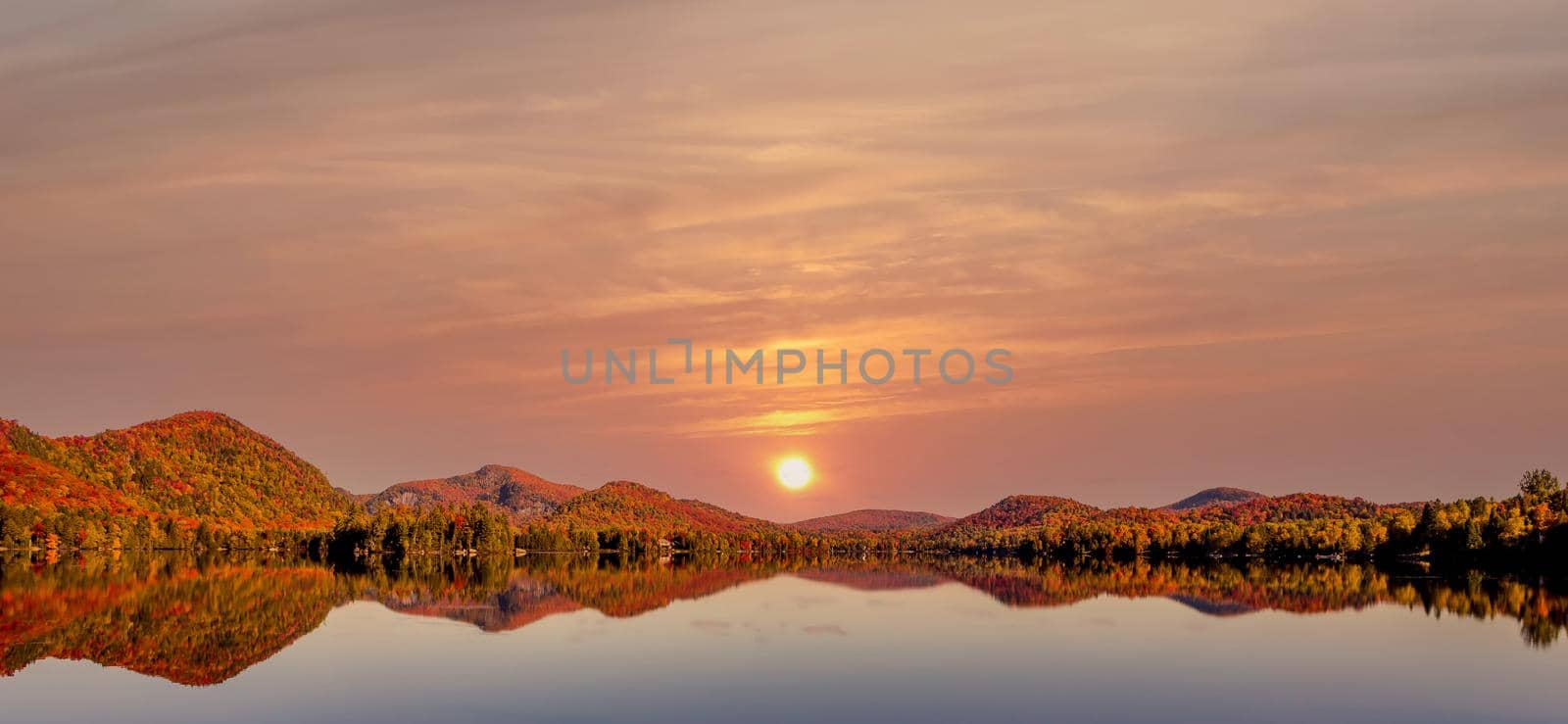 view of the Lac-Superieur, in Laurentides, Mont-tremblant, Quebec, Canada