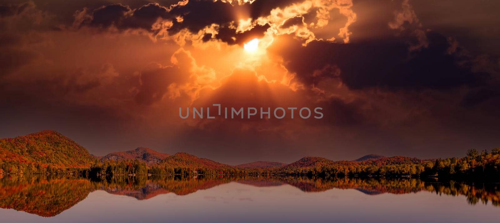 view of the Lac-Superieur, in Laurentides, Mont-tremblant, Quebec, Canada