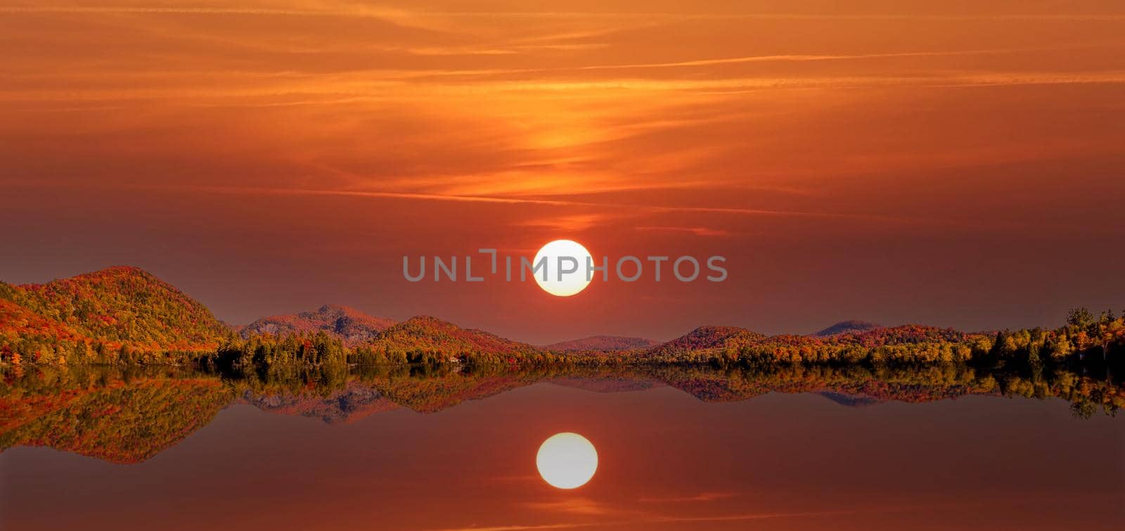 view of the Lac-Superieur, in Laurentides, Mont-tremblant, Quebec, Canada