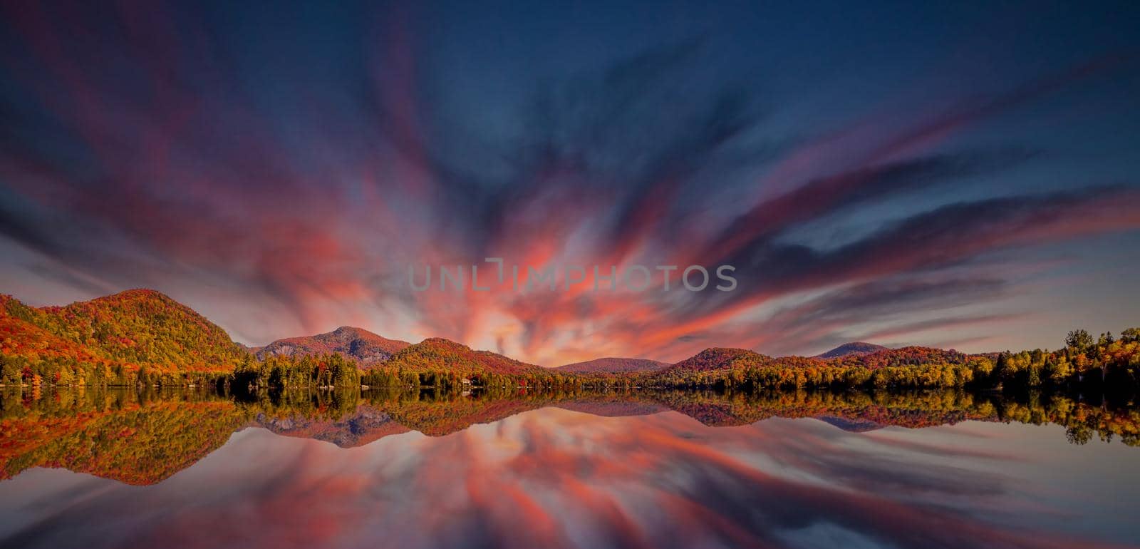 view of the Lac-Superieur, in Laurentides, Mont-tremblant, Quebec, Canada