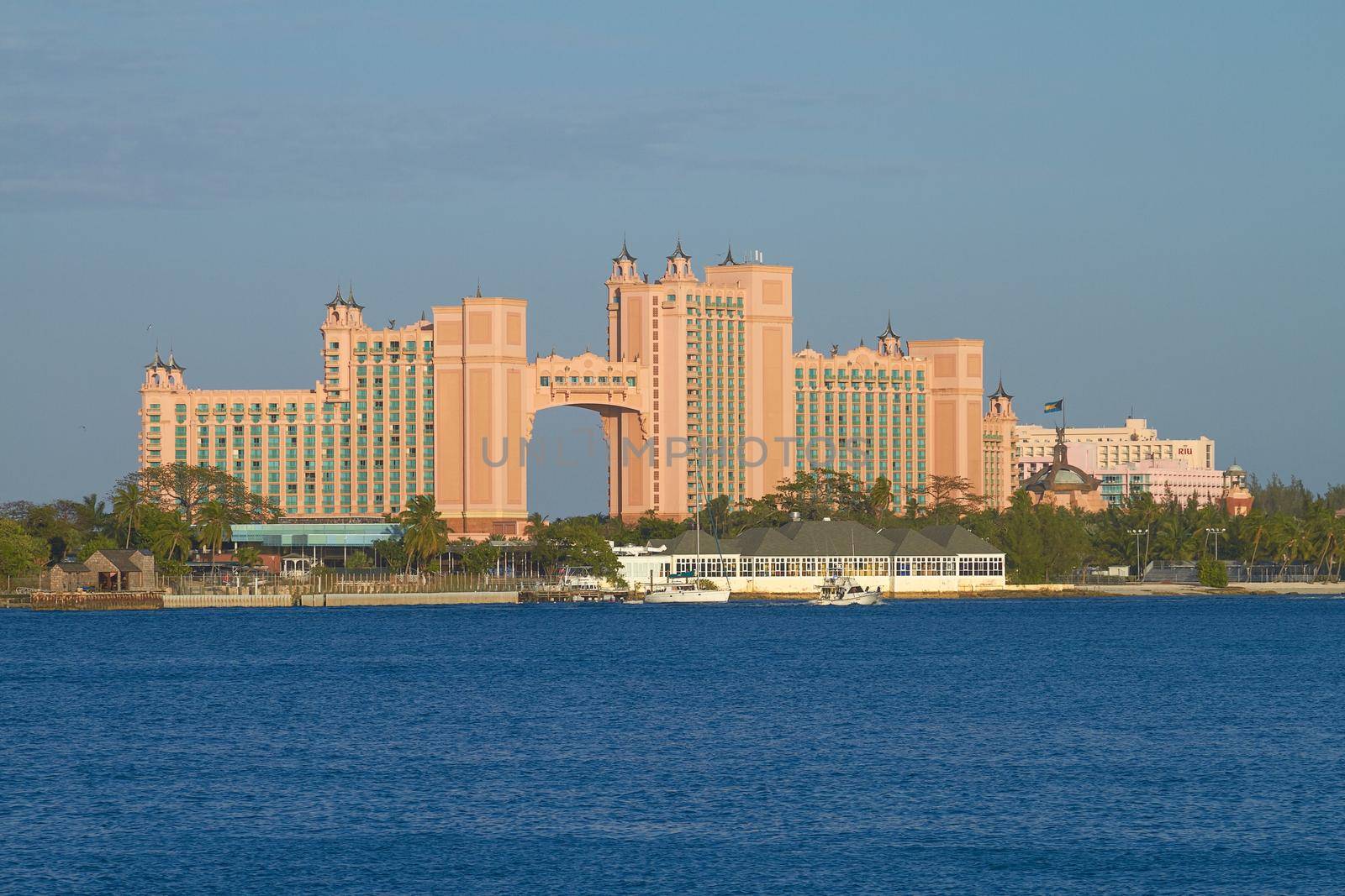 NASSAU, BAHAMAS - JANUARY 17, 2010: Atlantis Paradise Island Resort in Nassau, Bahamas. The Bridge Suite Located in the Span is the Most Expensive Suite in the World Costing Approximately $25,000 USD.
