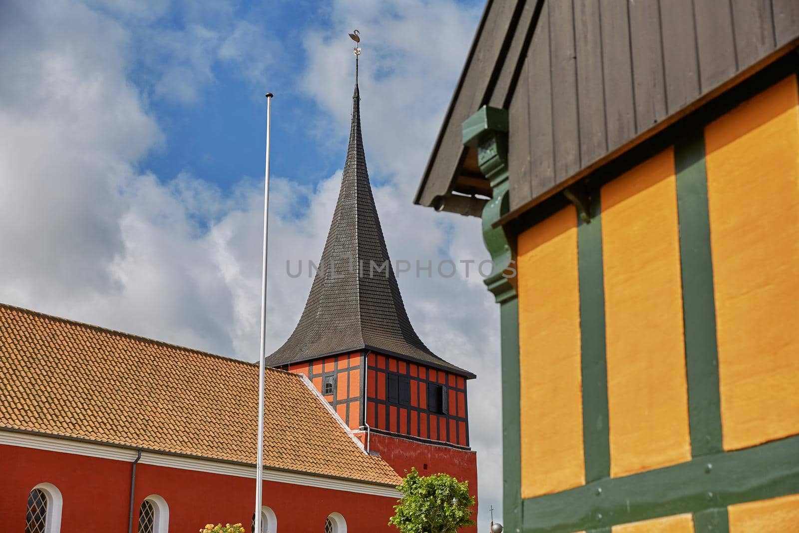 View of Svaneke Church on Island of Bornholm in Denmark by wondry