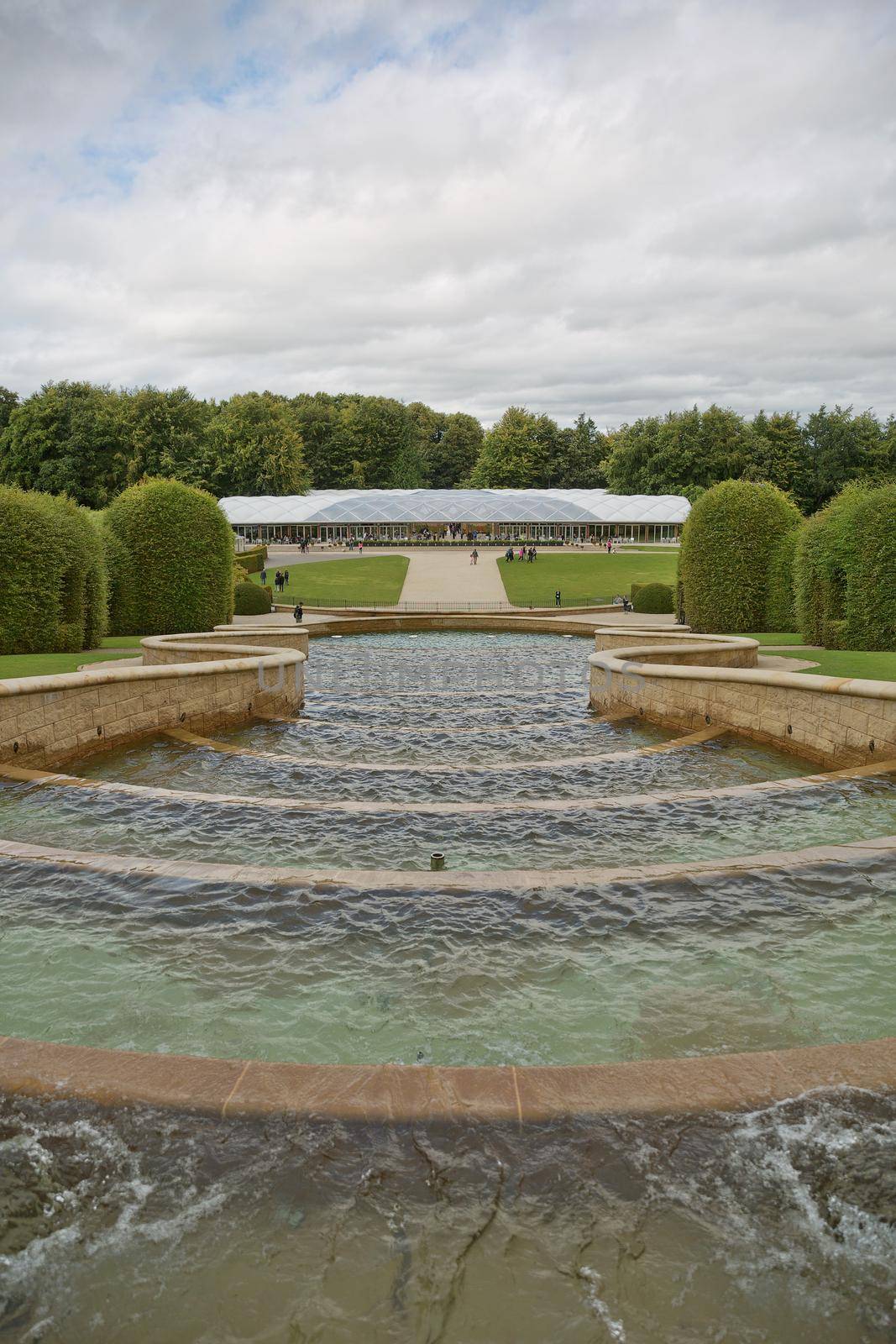 ALNWICK, NORTHUMBERLAND, ENGLAND, UK - SEPTEMBER 10, 2017: Alnwick Garden - a contemporary pleasure gardens adjacent to Alnwick Castle in Northumberland county in the UK