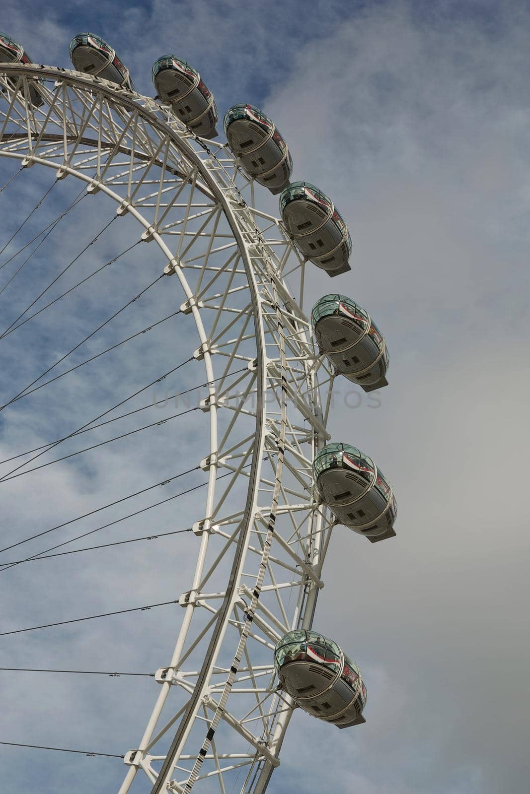 LONDON, UK - SEPTEMBER 08, 2017: The view of the London Eye ferris wheel on the South Bank of River Thames aka Millennium Wheel.