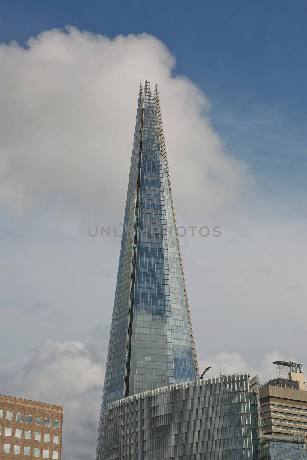 LONDON, UK - SEPTEMBER 08, 2017: Renzo Piano new skyscraper 'The Shard' in London. The 95-story Shard, standing at 310 meters (1,016 feet), is the tallest building in Western Europe.