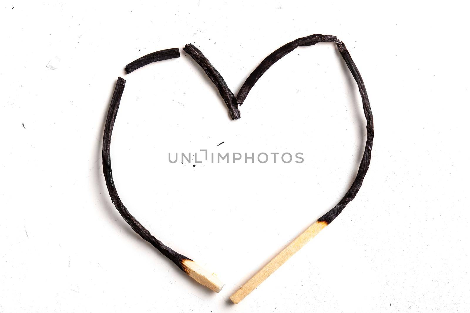 heart shaped matchsticks, burned by kokimk