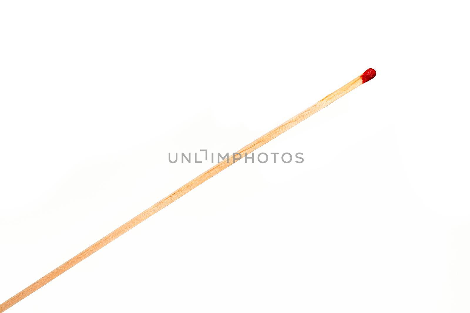 one long matchstick isolated on white background