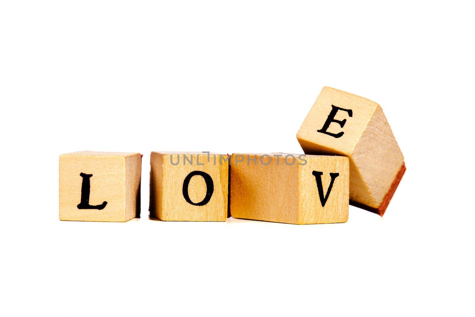 word love made from wooden cubes