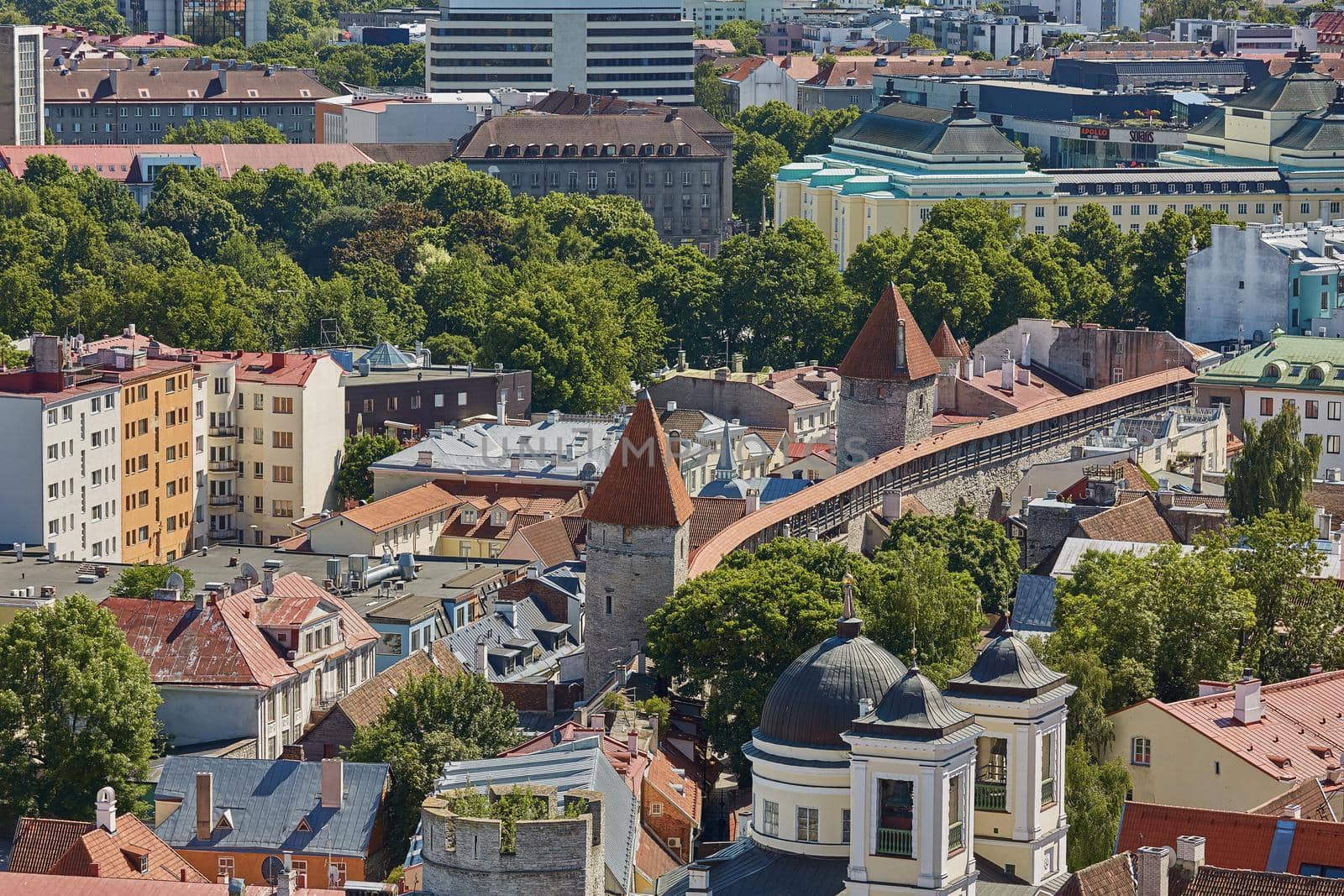 TALLINN, ESTONIA - JULY 07, 2017: Downtown architecture of old town city of Tallinn in Estonia.