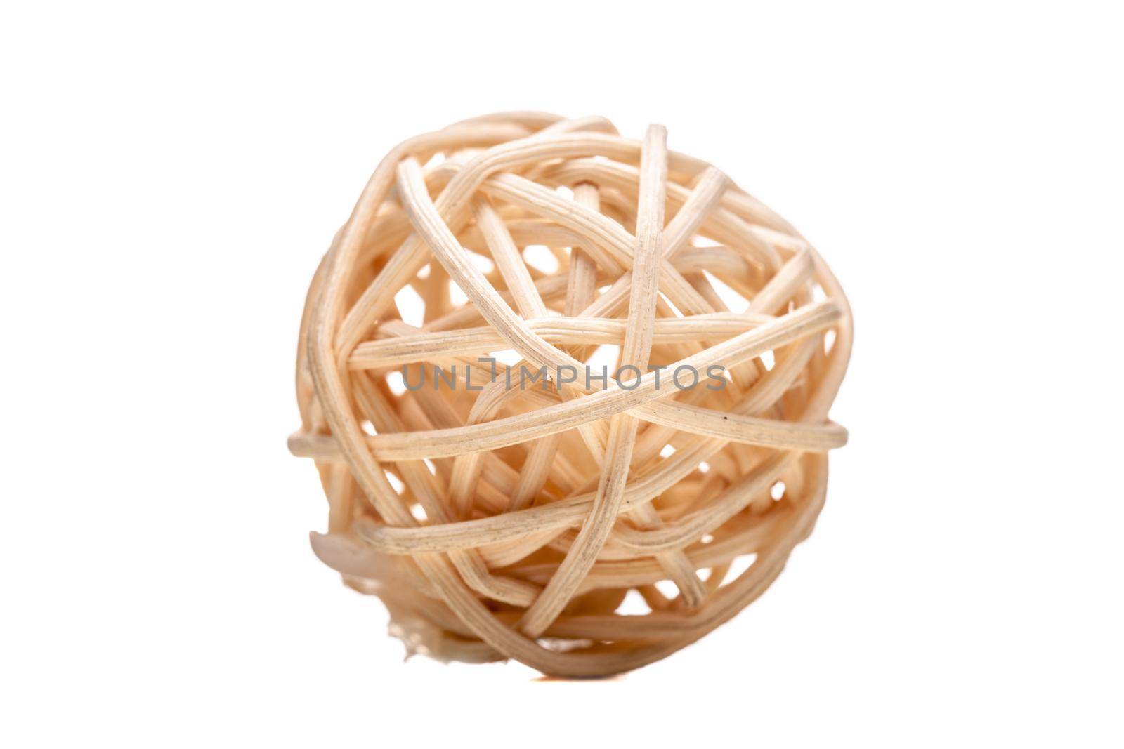 small ball made of bamboo, isolated on white background