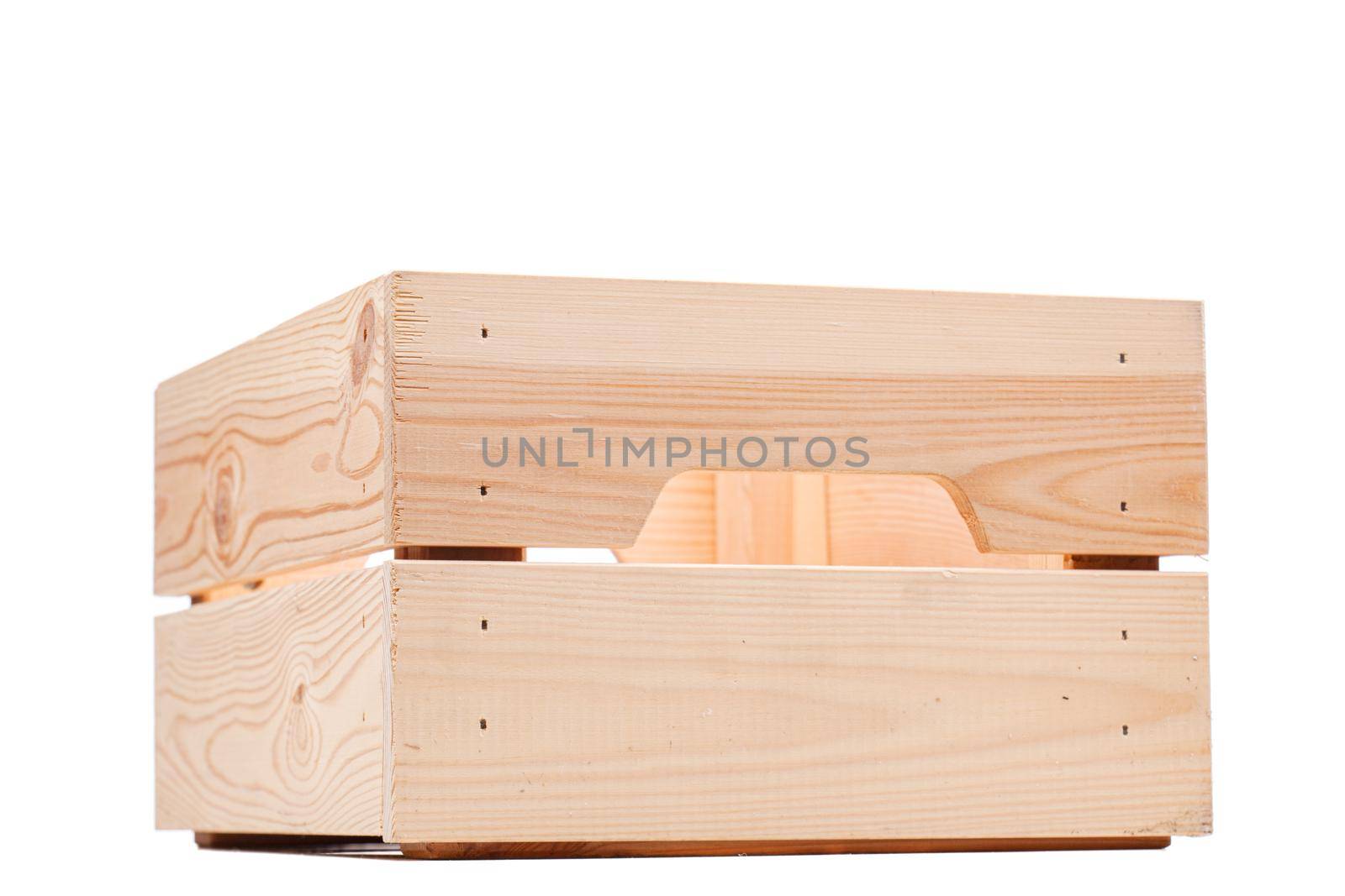 small wooden crate isolated on white background