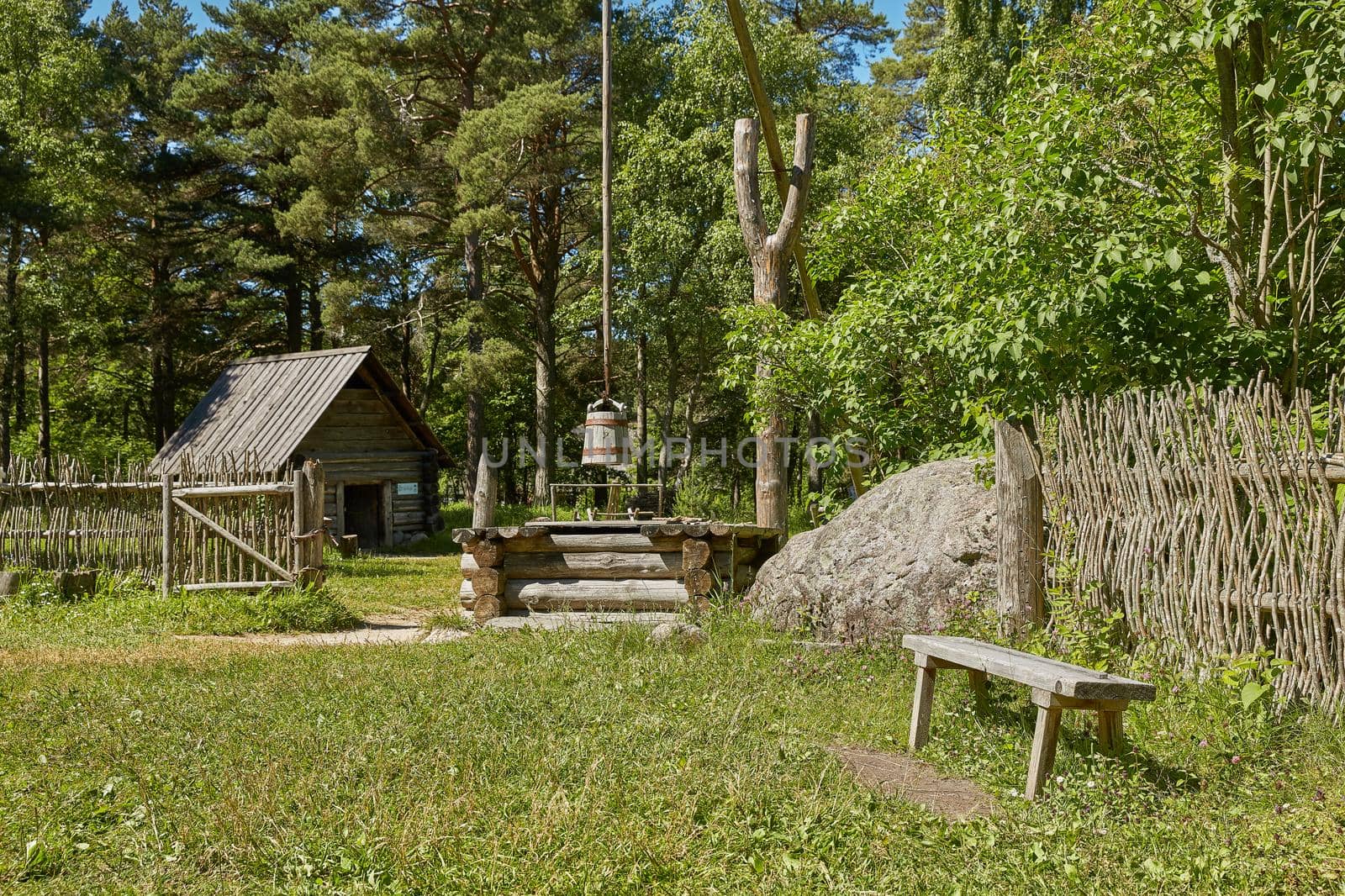 TALLINN, ESTONIA - JULY 07, 2017: Traditional open air museum, Vabaohumuuseumi kivikulv, Rocca al Mare close to city of Tallinn in Estonia.