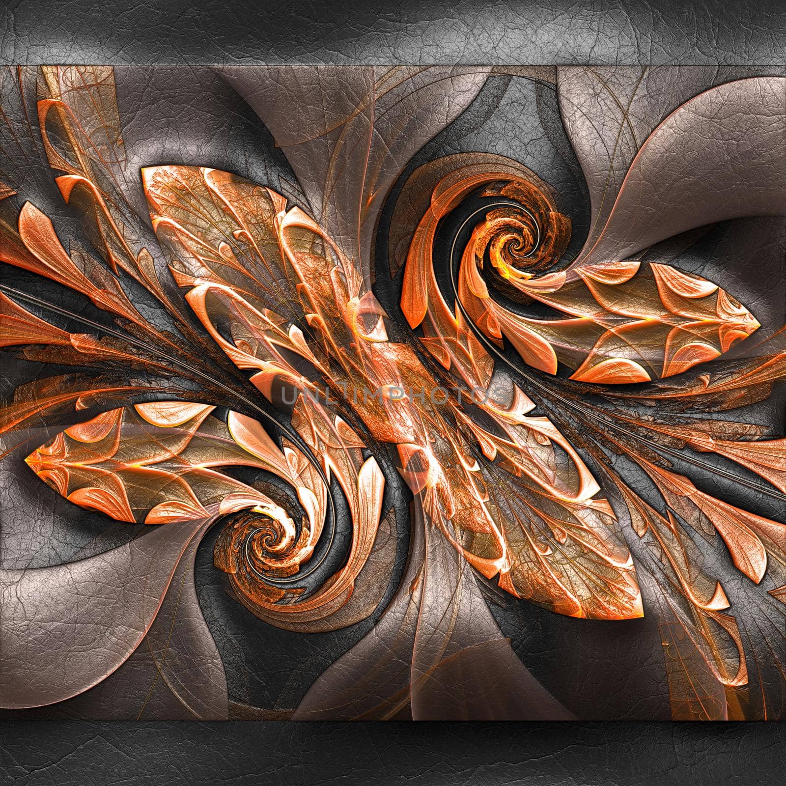 3D rendering of plastic fractal on leather by stocklady