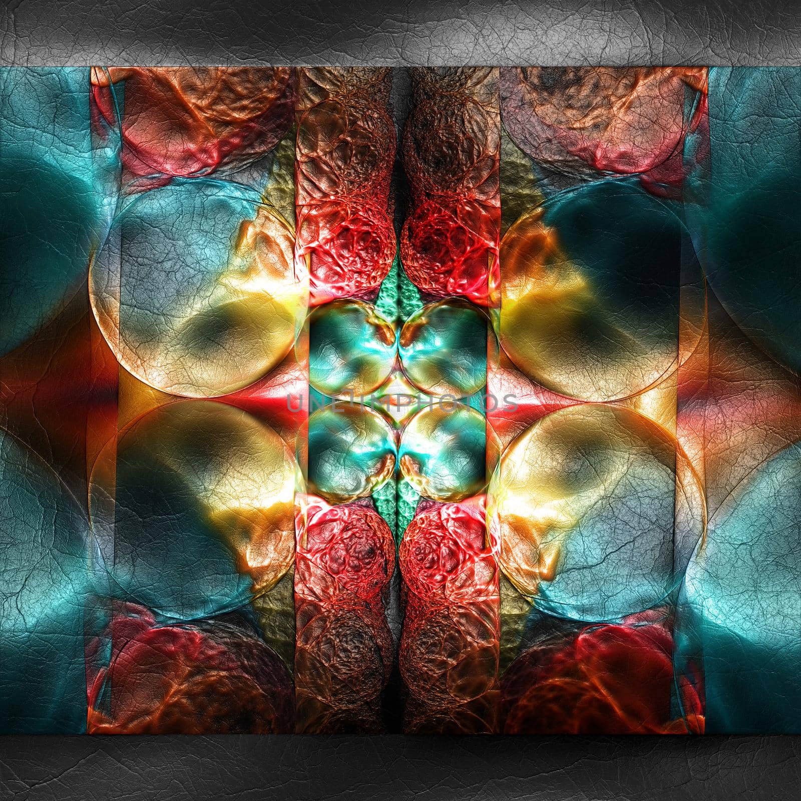 3D rendering of plastic fractal on leather by stocklady
