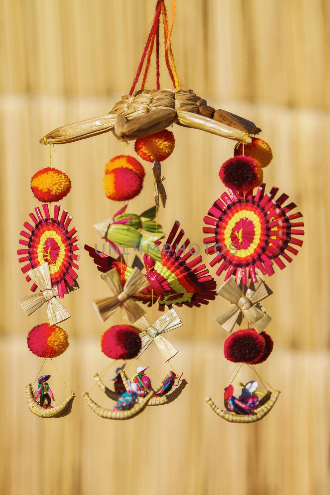 UROS, PERU - JULY 29, 2012: Souvenir made by People at Floating Islands of Uros at Lake Titicaca in Peru and Bolivia