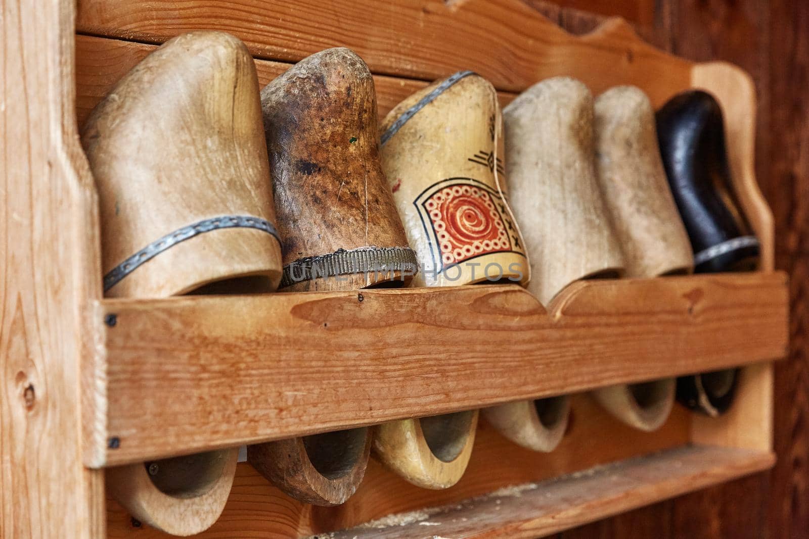 Colorful vintage hand painted wooden Dutch Clogs at Zaanse Schans, close to Amsterdam in Netherlands by wondry
