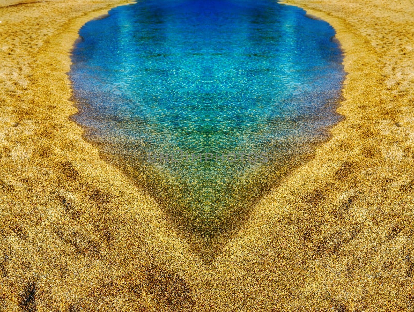 a heart-shaped sunny beach