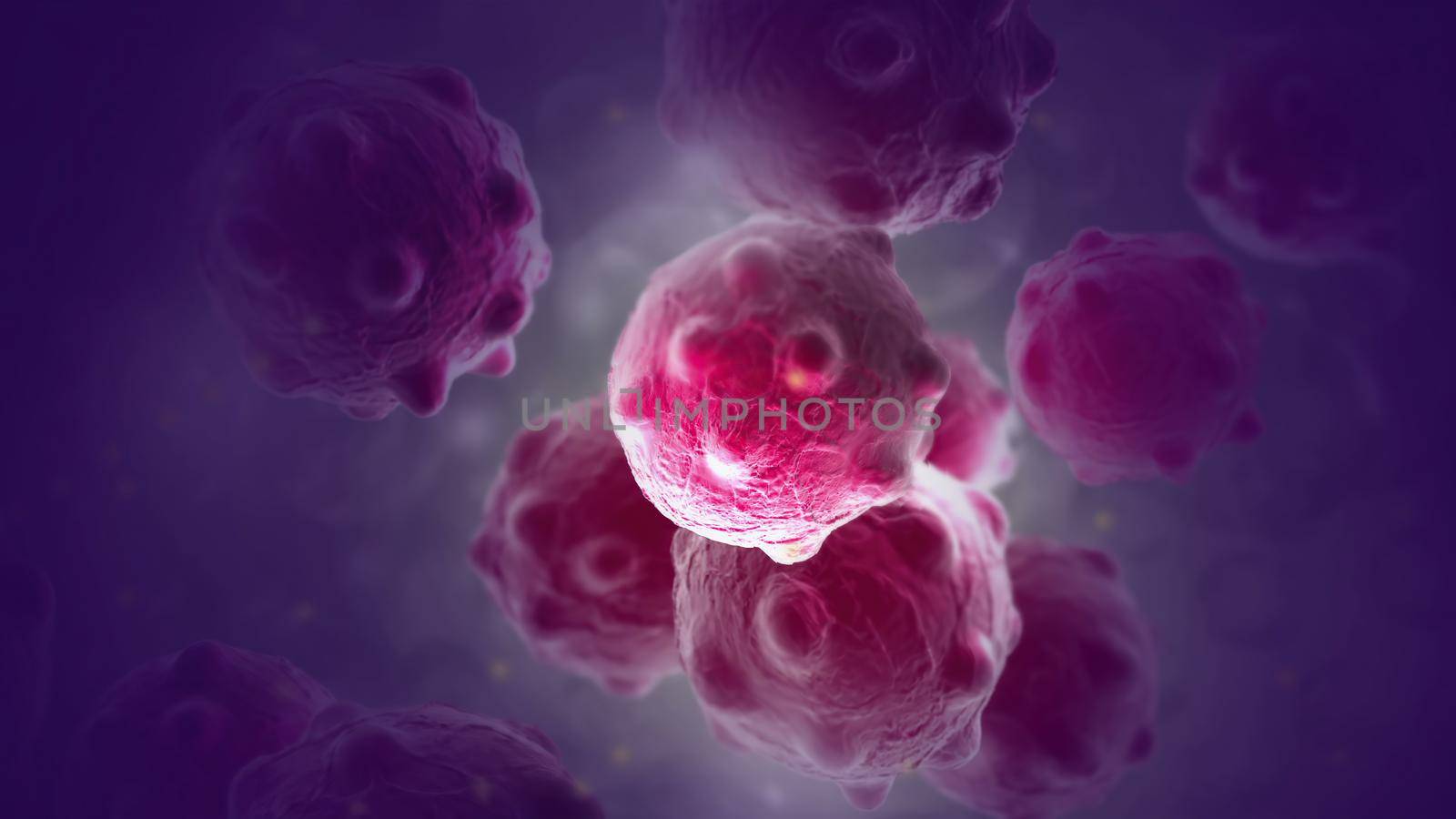 Close image of bunch purple  cancer cells by vitanovski