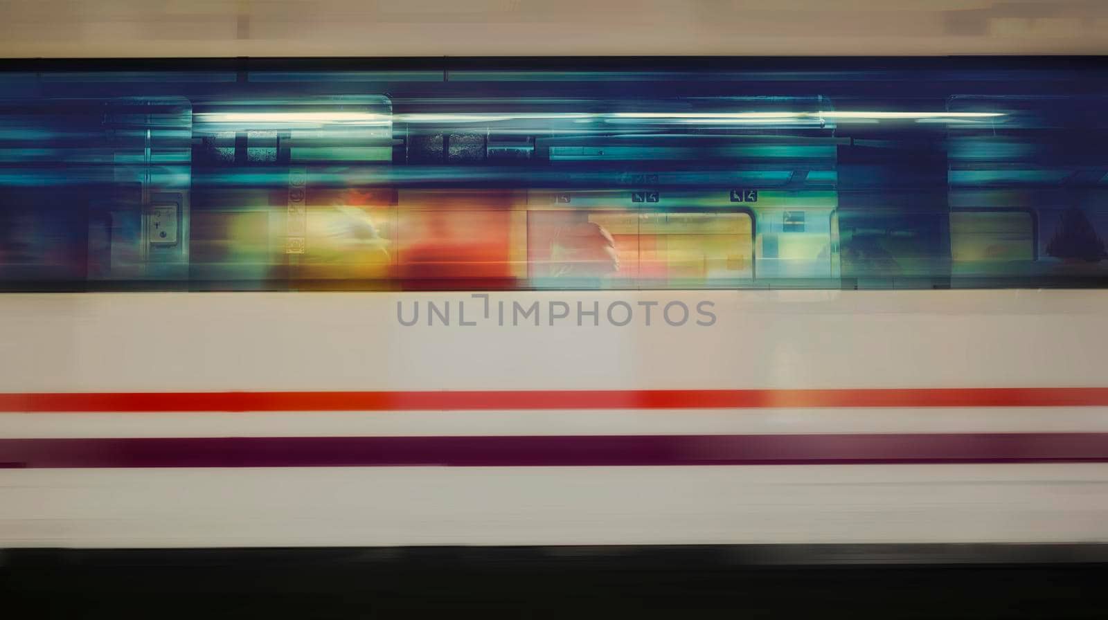 Motion blur of high speed train in subway by Roberto